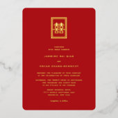Classic Rectangle Double Happiness Chinese Wedding Folieneinladung (Vorderseite)