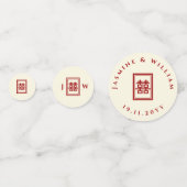 Classic Rectangle Double Happiness Chinese Wedding Konfetti (Rückseiten)