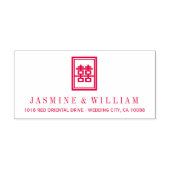 Classic Rectangle Double Happiness Chinese Wedding Permastempel (Design)