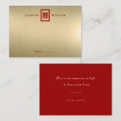 Classic Rectangle Double Happiness Chinese Wedding Platzkarte (Vorne/Hinten)