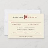 Classic Rectangle Double Happiness Chinese Wedding RSVP Karte (Vorderseite)