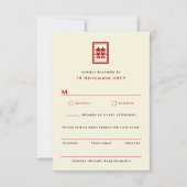 Classic Rectangle Double Happiness Chinese Wedding RSVP Karte (Vorderseite)