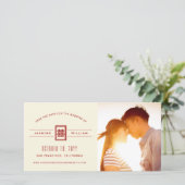 Classic Rectangle Double Happiness Chinese Wedding Save The Date (Stehend Vorderseite)