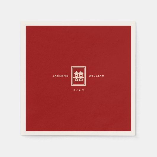 Classic Rectangle Double Happiness Chinese Wedding Serviette (Vorderseite)