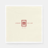 Classic Rectangle Double Happiness Chinese Wedding Serviette (Vorderseite)