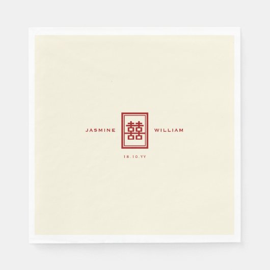 Classic Rectangle Double Happiness Chinese Wedding Serviette (Vorderseite)