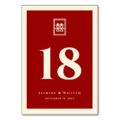 Classic Rectangle Double Happiness Chinese Wedding Tischnummer (Vorderseite)