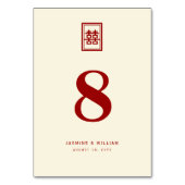 Classic Rectangle Double Happiness Chinese Wedding Tischnummer (Rückseite)