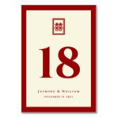 Classic Rectangle Double Happiness Chinese Wedding Tischnummer (Rückseite)