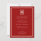 Classic Rectangle Double Happiness Teezeremonie Einladung (Vorderseite)