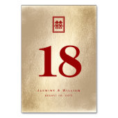 Classic Rectangle Double Xi Golden Chinese Wedding Tischnummer (Vorderseite)