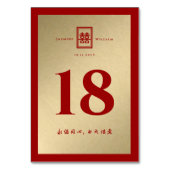 Classic Rectangle Double Xi Golden Chinese Wedding Tischnummer (Rückseite)