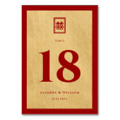 Classic Rectangle Double Xi Golden Chinese Wedding Tischnummer (Rückseite)