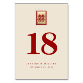 Classic Rectangle Double Xi Golden Chinese Wedding Tischnummer (Rückseite)