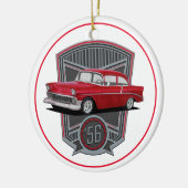Classic Red 1956 Tri Five Keramik Ornament (Links)