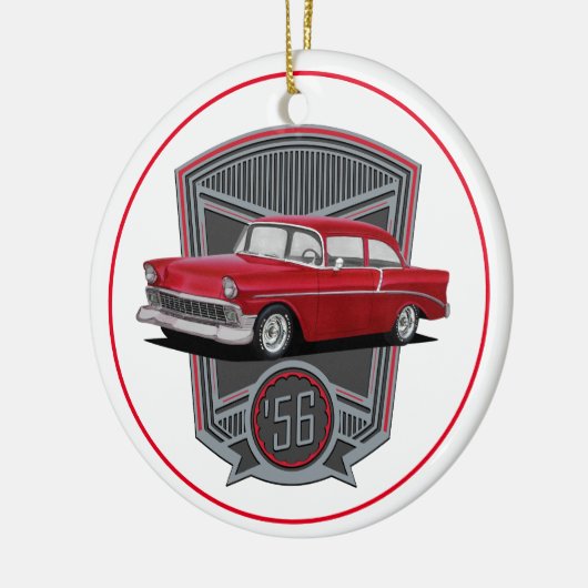 Classic Red 1956 Tri Five Keramik Ornament (Links)