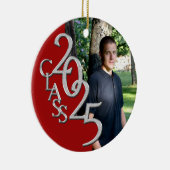 Classic Red 2025 Graduate Foto Keramik Ornament (Rechts)