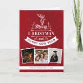 Classic Red 3 Foto Family Rentier Weihnachten (Vorderseite)