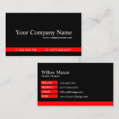 Classic Red and Black Beruflich - Visitenkarte (Vorne/Hinten)