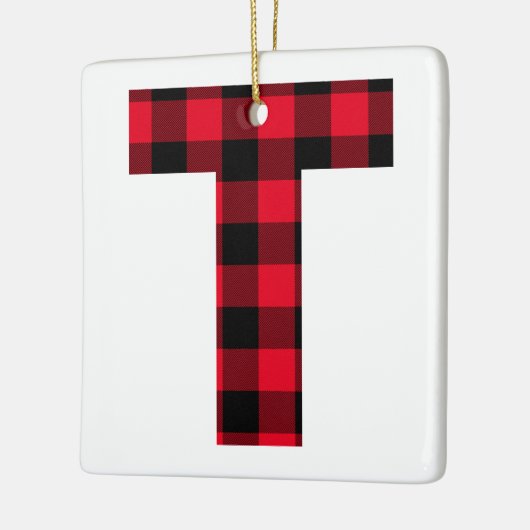 Classic Red and Black Buffalo Karo T Monogram Keramikornament (Links)
