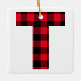 Classic Red and Black Buffalo Karo T Monogram Keramikornament