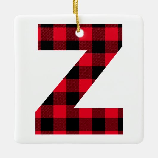 Classic Red and Black Buffalo Karo Z Monogram Keramikornament (Vorderseite)