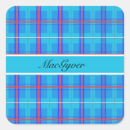Classic Red and Blue Scottish Tartan, kundenspezif Quadratischer Aufkleber