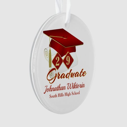 Classic Red and Gold 20xx Graduate Foto Ornament (Vorderseite)