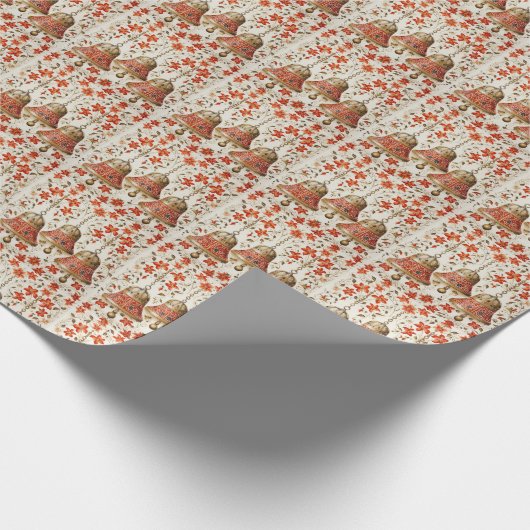 Classic Red and Gold Bell Weihnachten Geschenkpapier (Ecke)