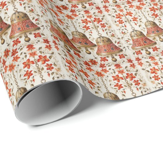 Classic Red and Gold Bell Weihnachten Geschenkpapier (Rolleneckpunkt)