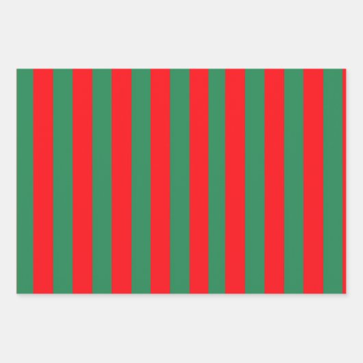 Classic Red and Green Christmas Stripes Geschenkpapier Set (Vorderseite 3)