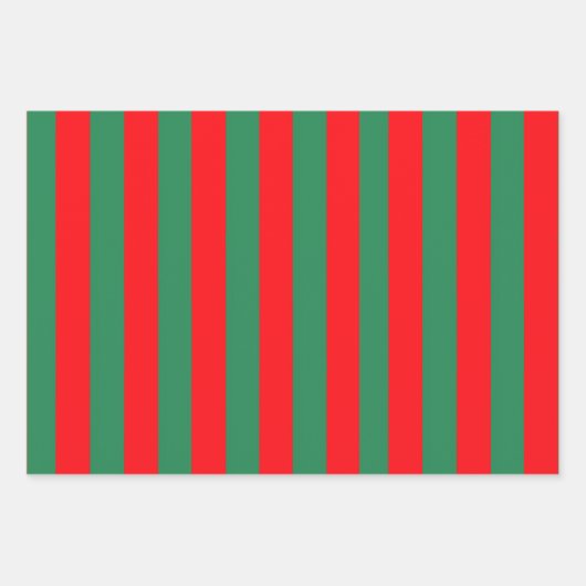 Classic Red and Green Christmas Stripes Geschenkpapier Set (Vorderseite 2)