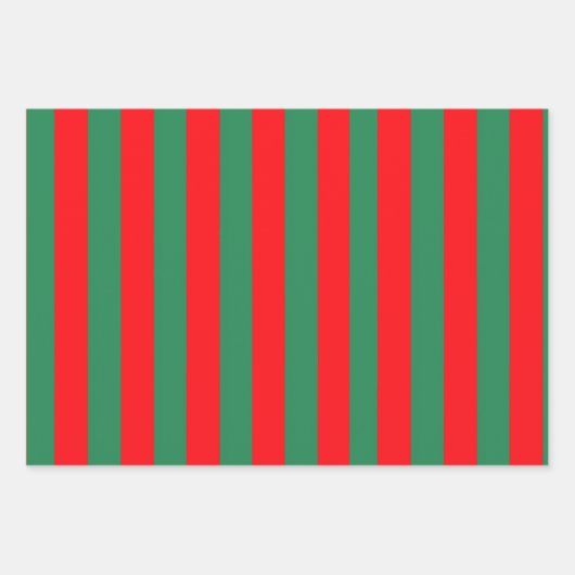 Classic Red and Green Christmas Stripes Geschenkpapier Set (Vorderseite)