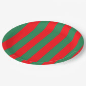 Classic Red and Green Christmas Stripes Pappteller (Schrägansicht)
