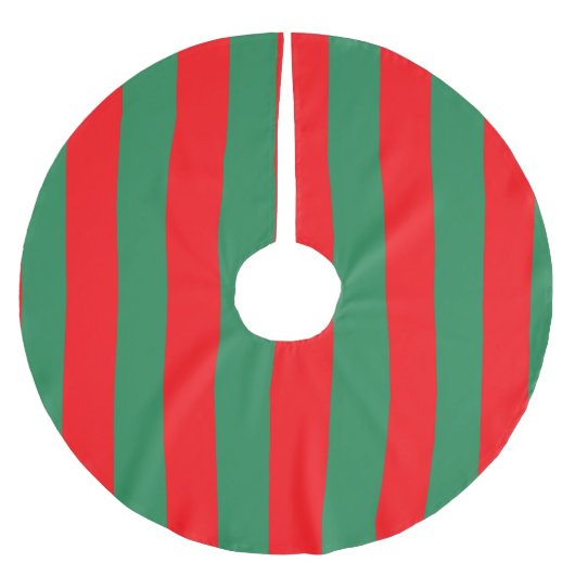 Classic Red and Green Christmas Stripes Polyester Weihnachtsbaumdecke (Vorderseite)