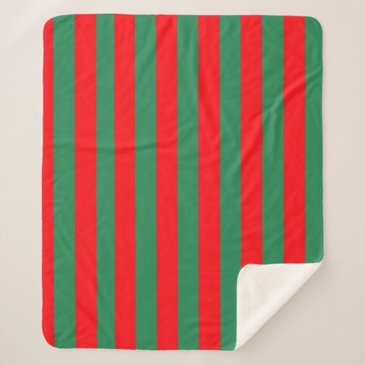 Classic Red and Green Christmas Stripes Sherpadecke (Vorderseite)