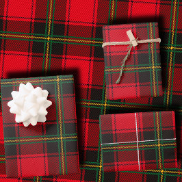 Classic Red and Green Christmas Tartan Plaid Geschenkpapier Set