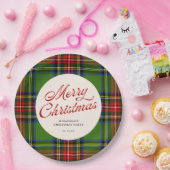 Classic Red and Green Frohe Weihnachten Kariert Pappteller (Party)
