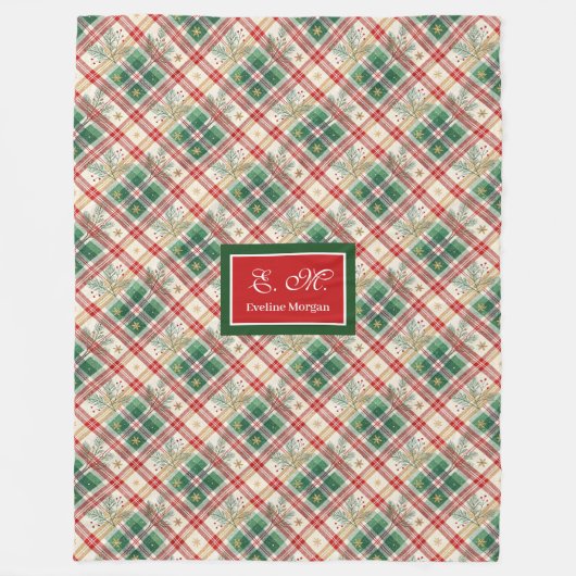 Classic red and green plaid custom name throw fleecedecke (Vorderseite)