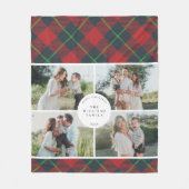 Classic Red and Green Plaid Family Photo Holiday Fleecedecke (Vorderseite)