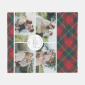 Classic Red and Green Plaid Family Photo Holiday Fleecedecke (Vorderseite (Horizontal))