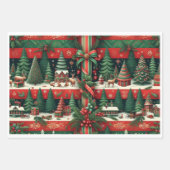 Classic Red and Green Stripes Weihnachten Geschenkpapier Set (Vorderseite 2)