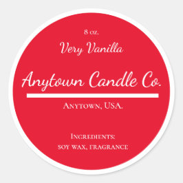 Classic Red and White Candle Jar Label Runder Aufkleber