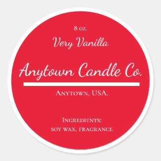 Classic Red and White Candle Jar Label Runder Aufkleber