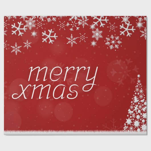 Classic Red and White Festive Merry Christmas Wrap Geschenkpapier (Flach)