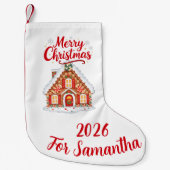Classic Red and White Gingerbread House Stocking Kleiner Weihnachtsstrumpf (Vorderseite)
