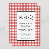 Classic Red and White Gingham GRILLEN Picnic Party Einladung (Vorne/Hinten)
