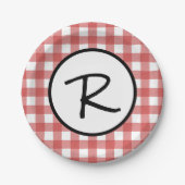 Classic Red and White Gingham GRILLEN Picnic Party Pappteller (Vorderseite)
