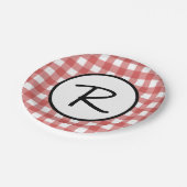 Classic Red and White Gingham GRILLEN Picnic Party Pappteller (Schrägansicht)