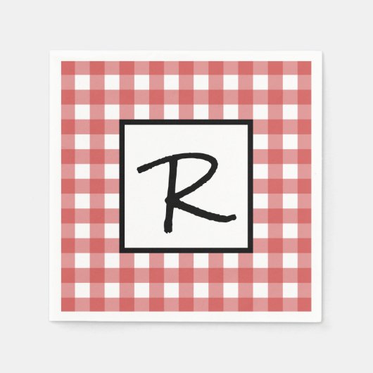 Classic Red and White Gingham GRILLEN Picnic Party Serviette (Vorderseite)
